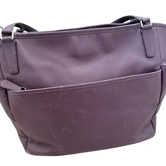 Coach Women's Bag Eggplant Purple Leather Straps Baby Diaper Bag Travel 26353 - Picture 3 of 12